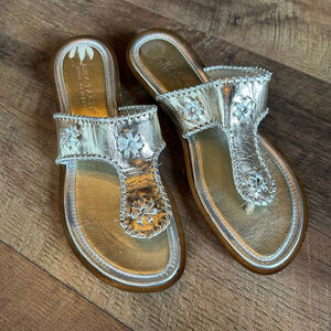 Women's Mila Pachi Silver Gold Leather Sandals Size 9